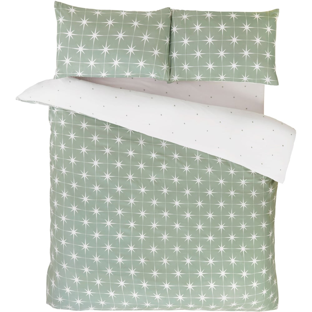 Serene Northern Stars King Size Green Microfibre Fabric Duvet Set Image 2