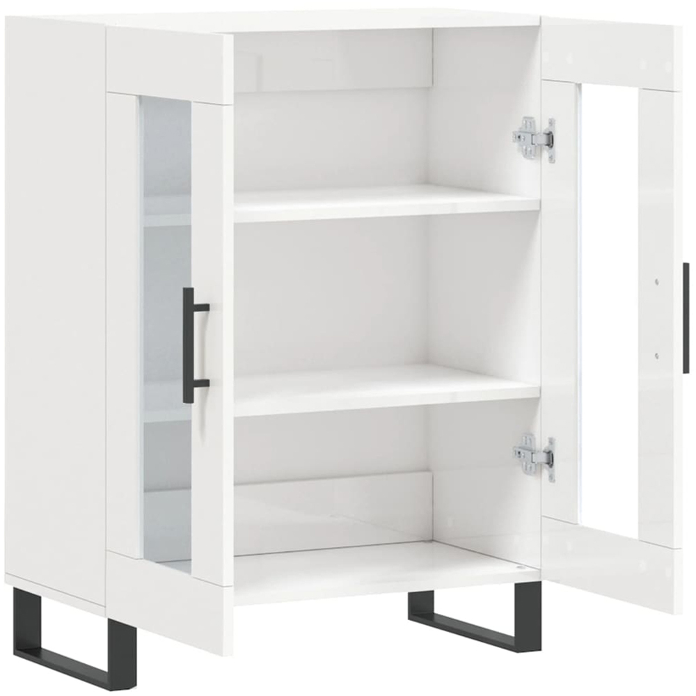 vidaXL 2 Glass Door High Gloss White Sideboard Image 6