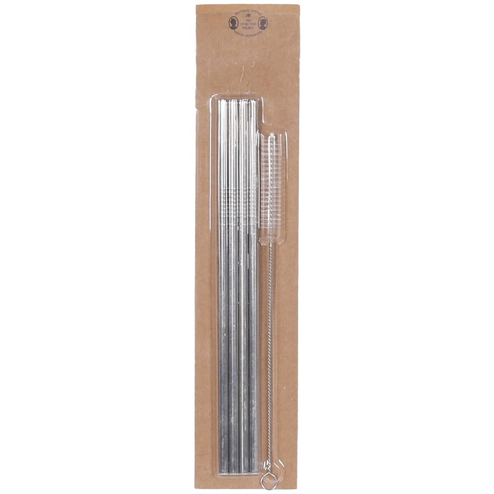 Pack of Four Silver Stainless Steel Straws Image