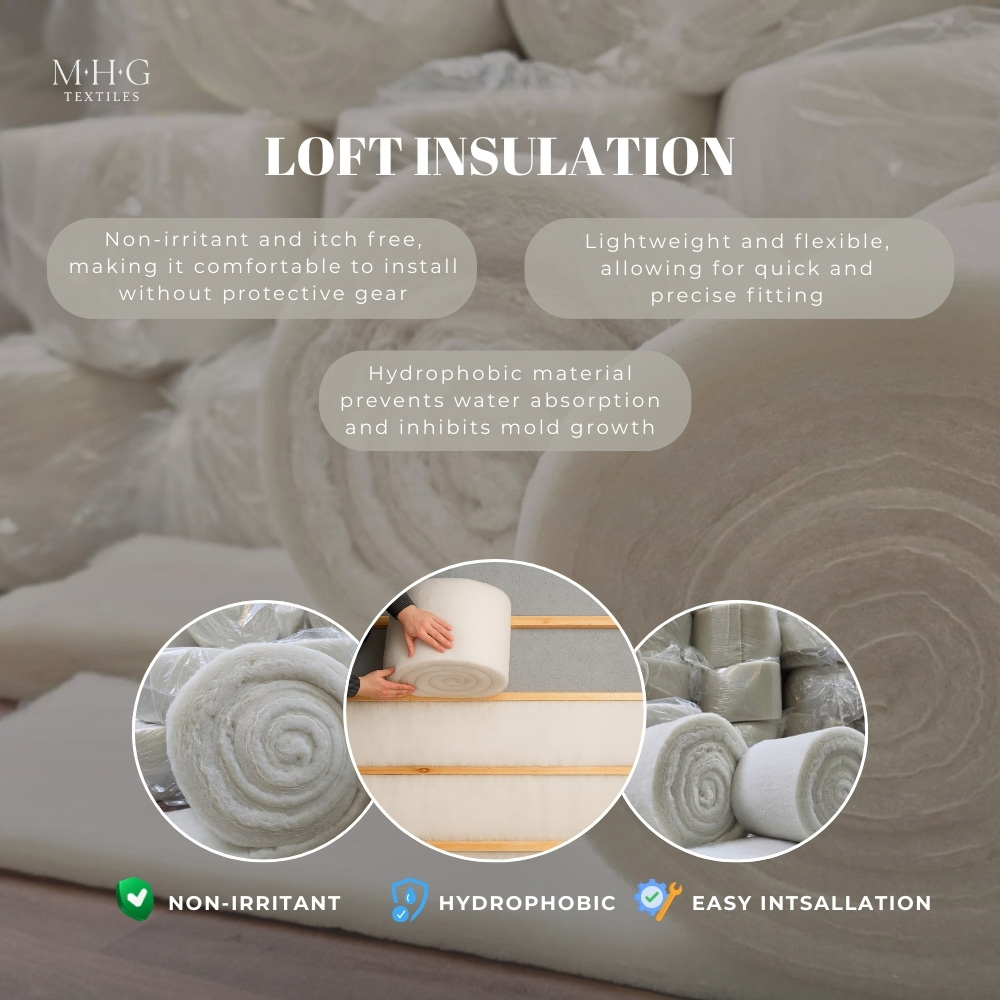 MHG Textiles White Eco Polyester Loft Insulation Roll 8m x 370 x 110mm Image 3