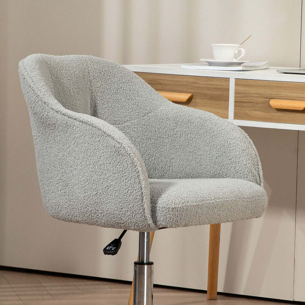 Portland Grey Fluffy Vanity Chair with Adjustable Height Image 4