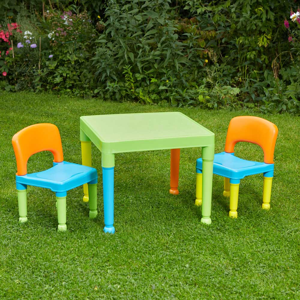 Liberty House Toys Kids Multicoloured Plastic Table and 2 Chairs Set Image 3