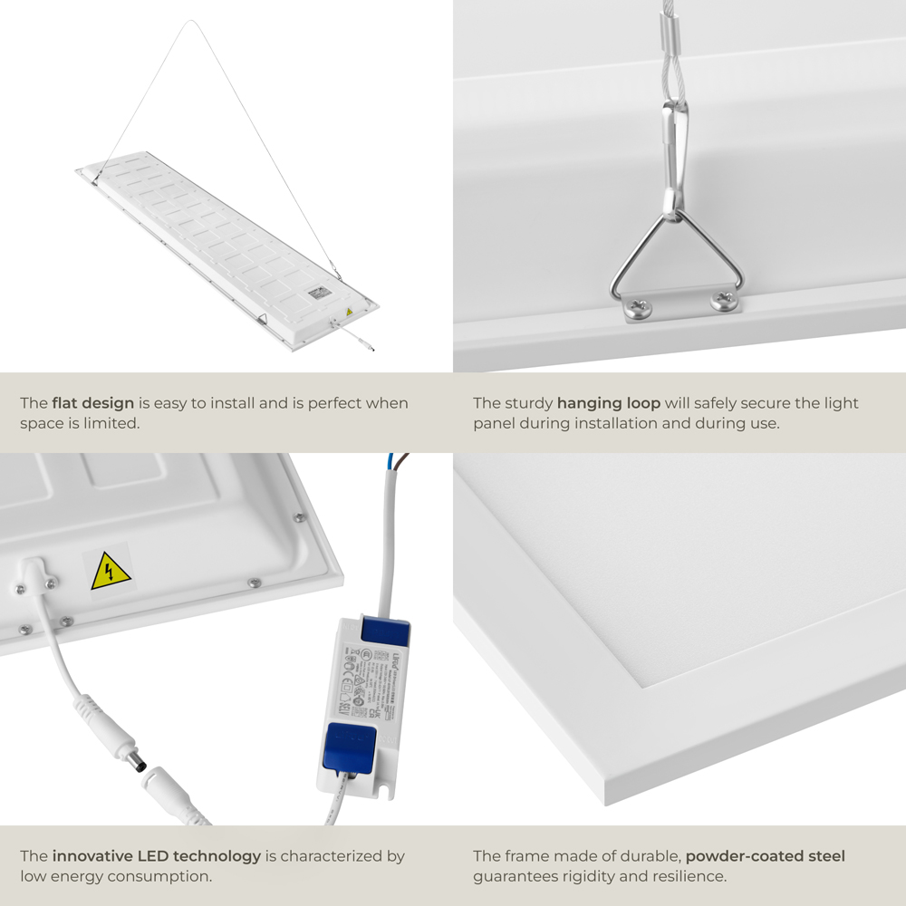 tectake Lucerna 36W 3000K Ultra Slim Warm White LED Panel Light 29.5 x 119.5cm Image 4