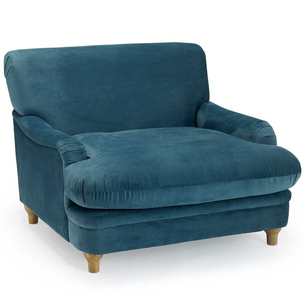 Plumpton Peacock Blue Velvet Chair Image 3