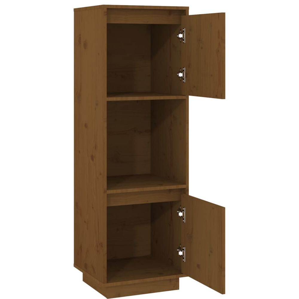 vidaXL 2 Door Single Shelf Honey Brown Pine Wood Highboard Image 3