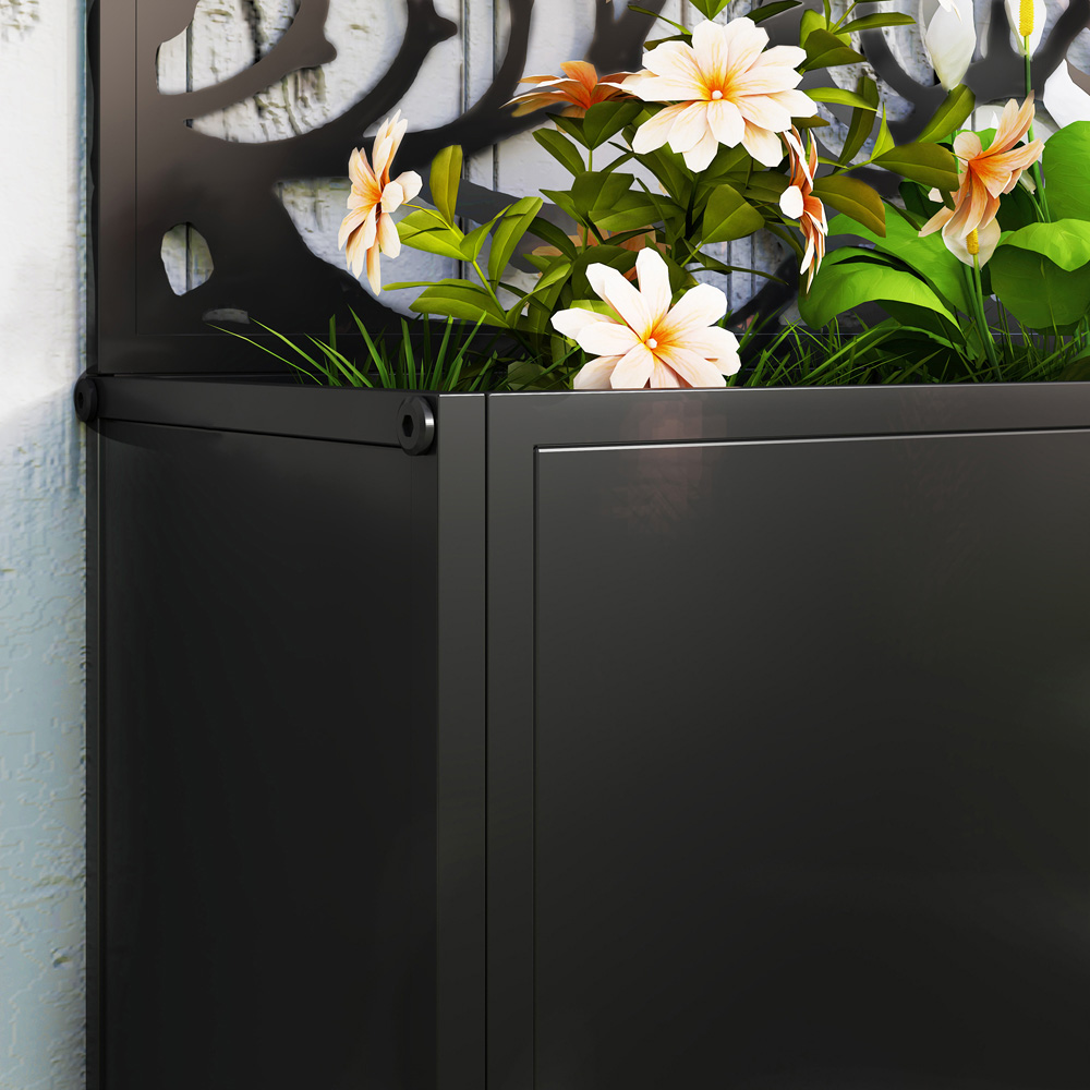 Outsunny Black Metal Raised Garden Bed with Trellis 113 x 23 x 61cm Image 3
