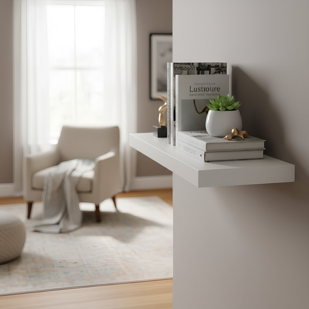 Harbour Housewares 60cm 6 Pack White Floating Shelf Image 3