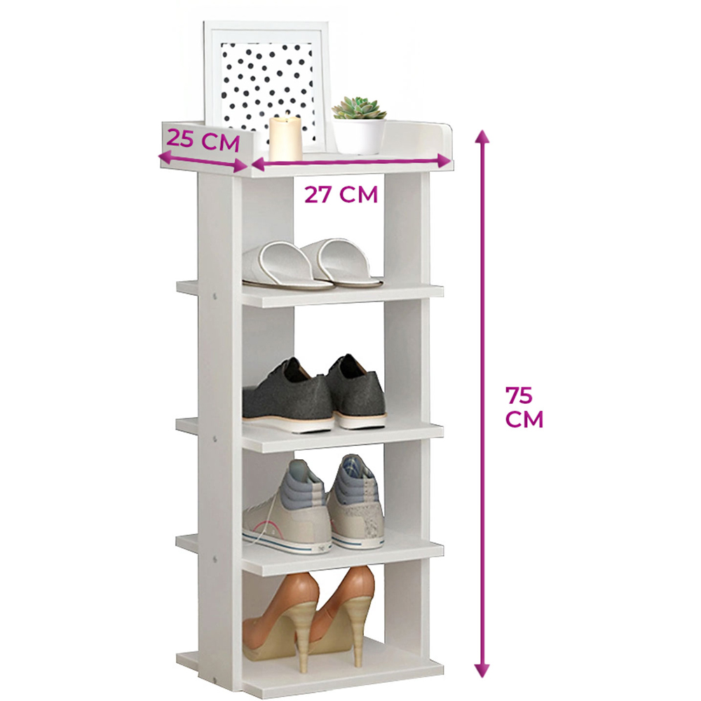 Neo 5 Shelf White Wooden Shoe Rack Image 7