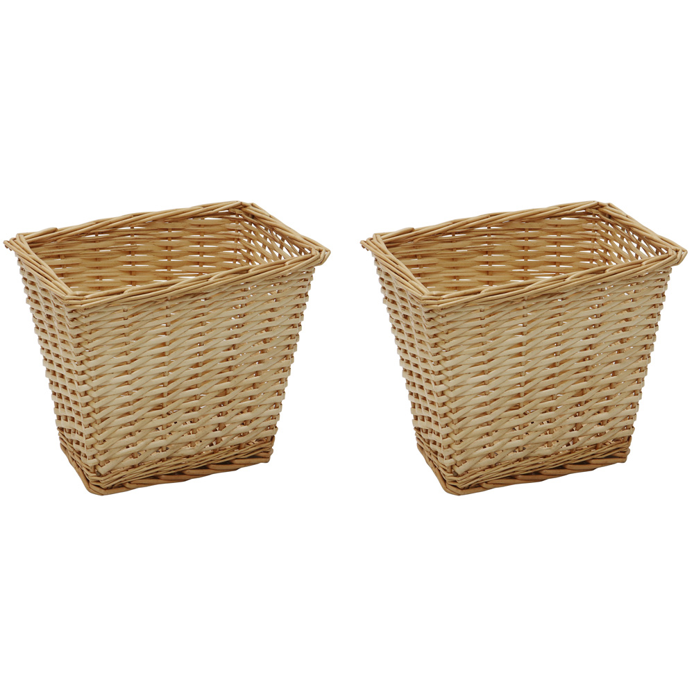 JVL Acacia Honey Rectangular Willow Laundry Baskets Set of 2 with 2 Waste Paper Baskets Image 4