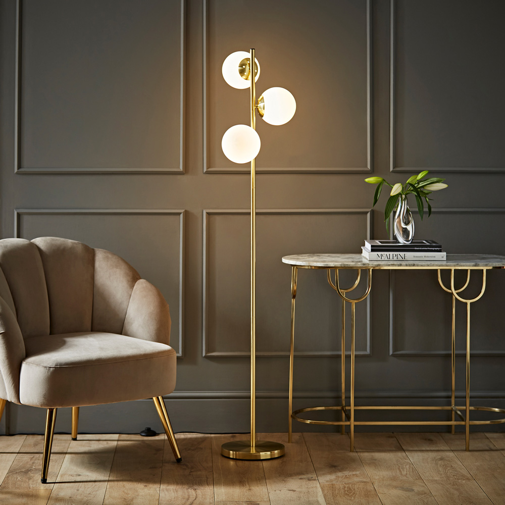 ValueLights Jas Brushed Gold Metal LED Floor Lamp Image 7