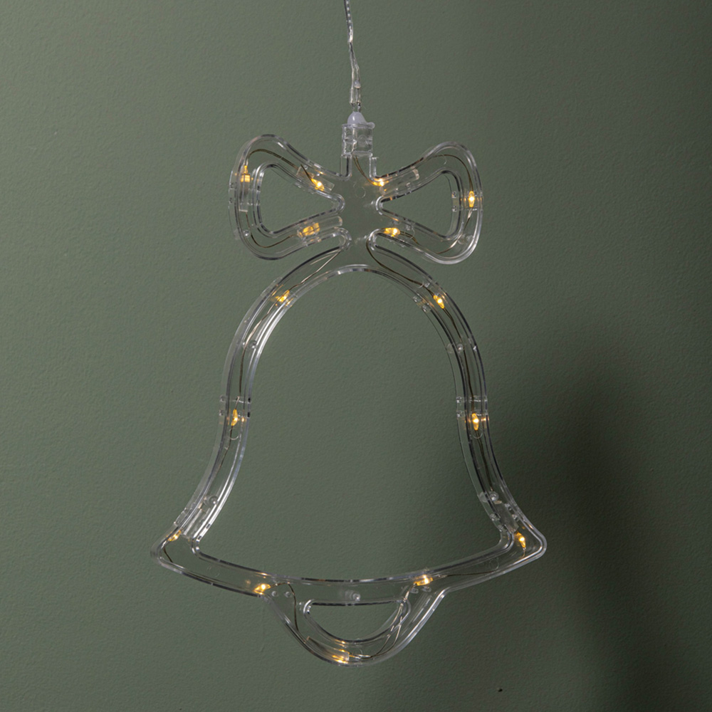 Samuel Alexander 15 Warm White LED Christmas Bell Battery Operated Window Decoration 21cm Image 1