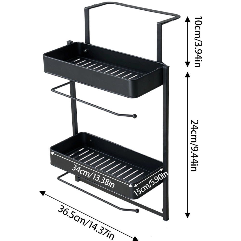 Living and Home 2 Tier Black Carbon Steel Multi Use Kitchen and Fridge Storage Rack Image 8