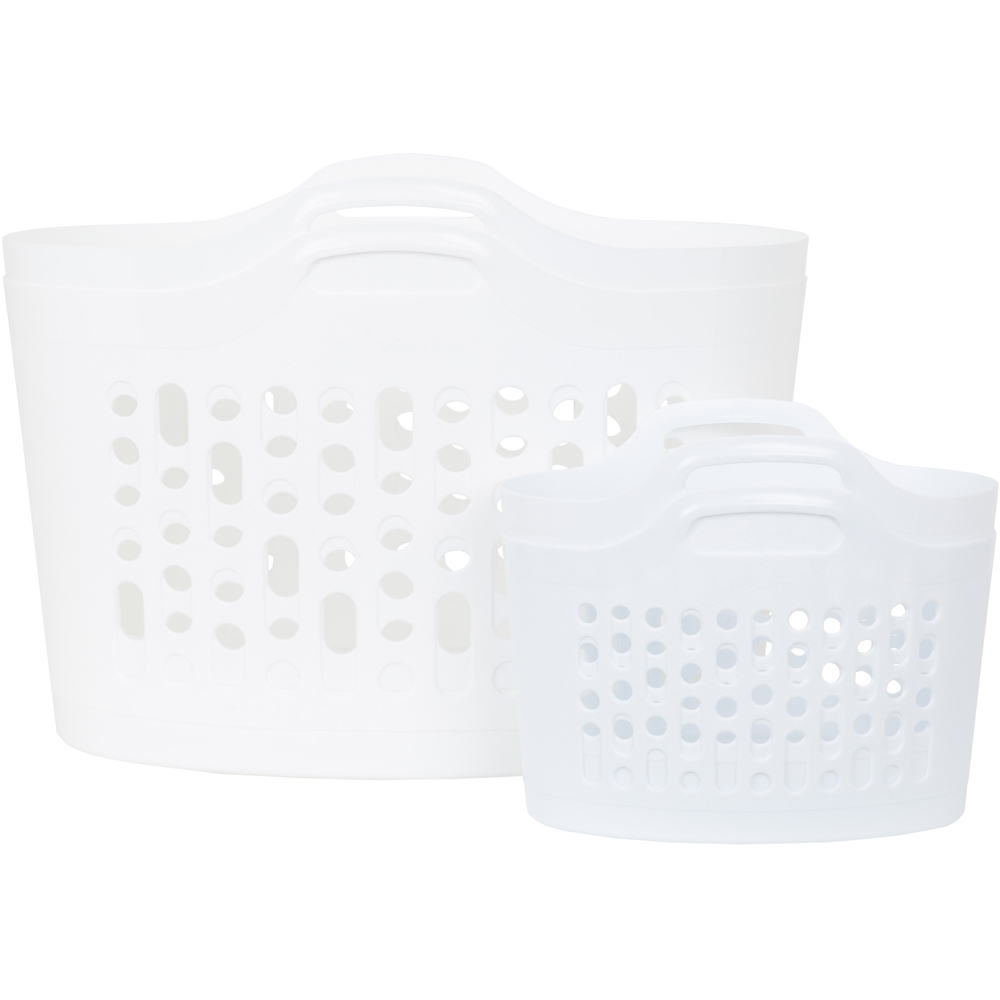 Wham 4 Piece Plastic Flexi Basket Set Ice White 2 x 8L/2 x 50L Image 1
