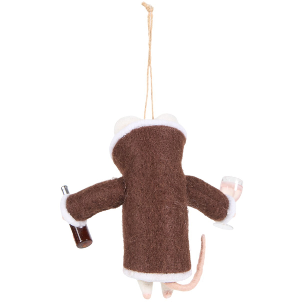 Wool Wine Mouse Hanging Decoration Brown Image 3