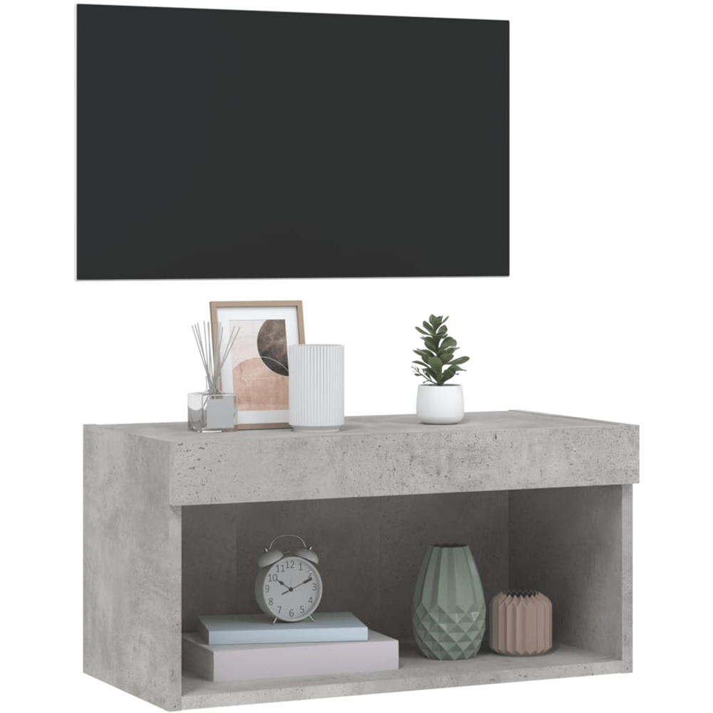 vidaXL Single Shelf Concrete Grey Wall Mounted TV Cabinet with LED Lights Image 4