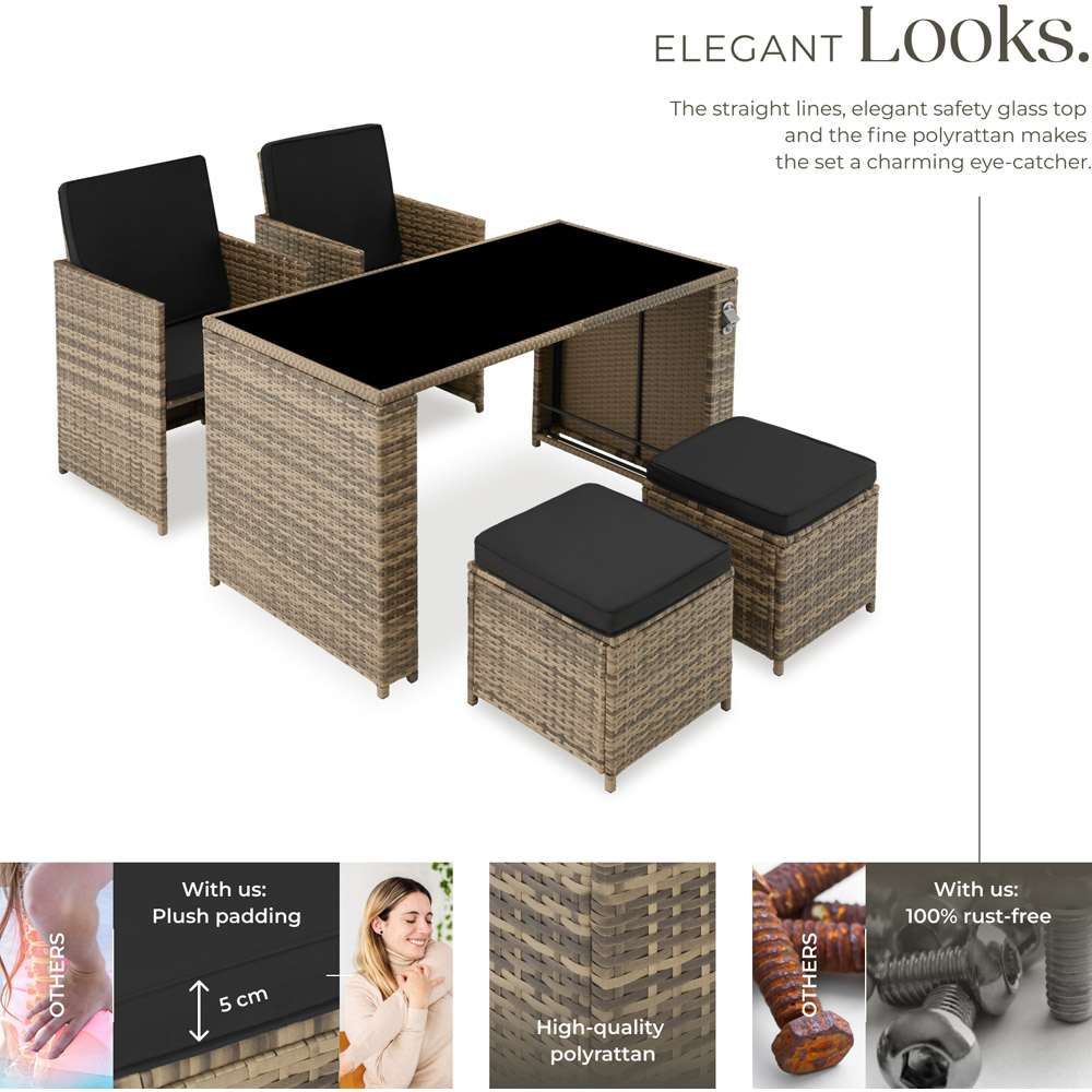 tectake Palermo 4 Seater Nature Garden Table Set Image 7