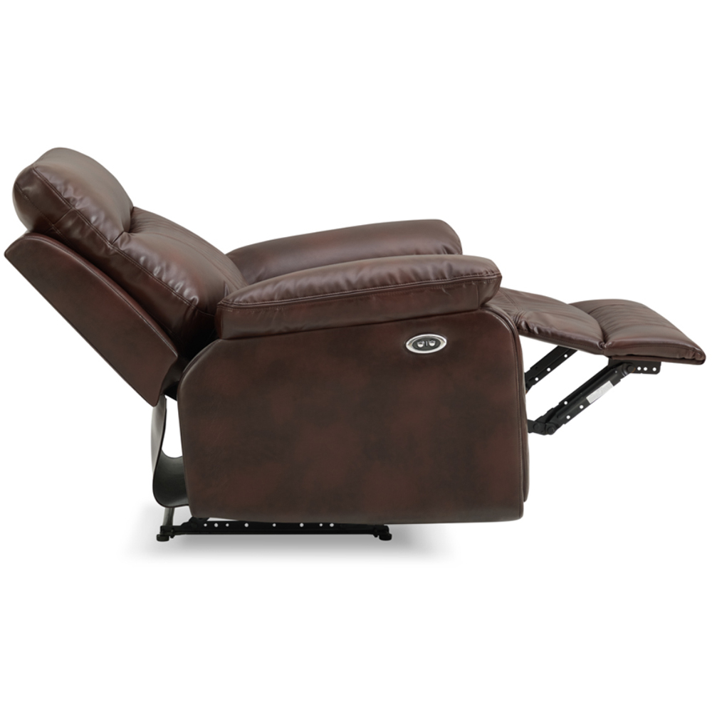 Home Detail Carson Single Seater Brown Faux Leather Electric Recliner Sofa Image 7
