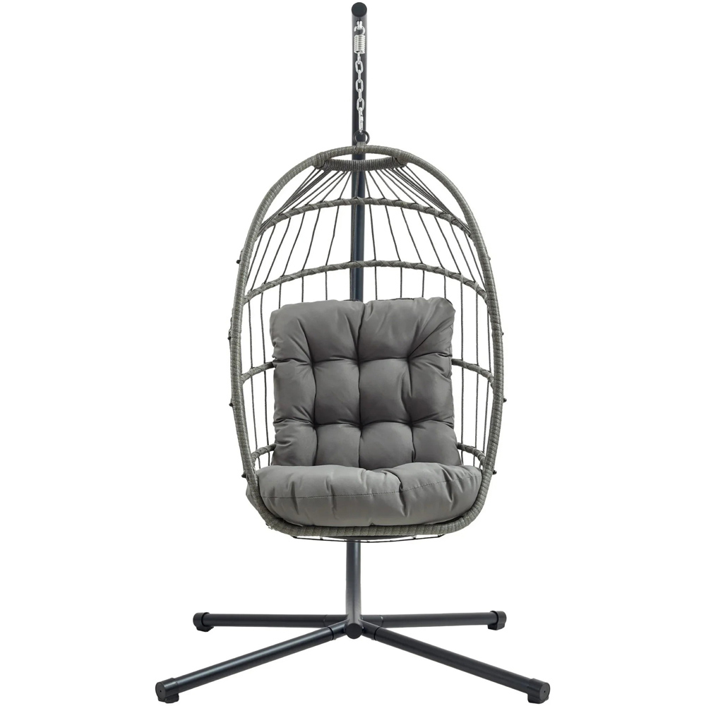 MonsterShop Grey Rattan Hanging Egg Chair Image 2