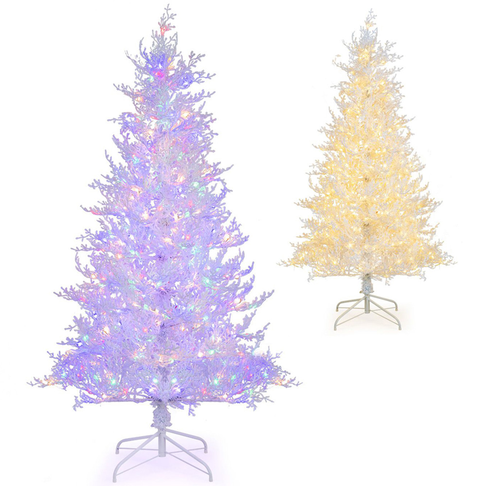 Costway Pre Lit White Snow Flocked PE LED Artificial Christmas Tree 6ft Image 3