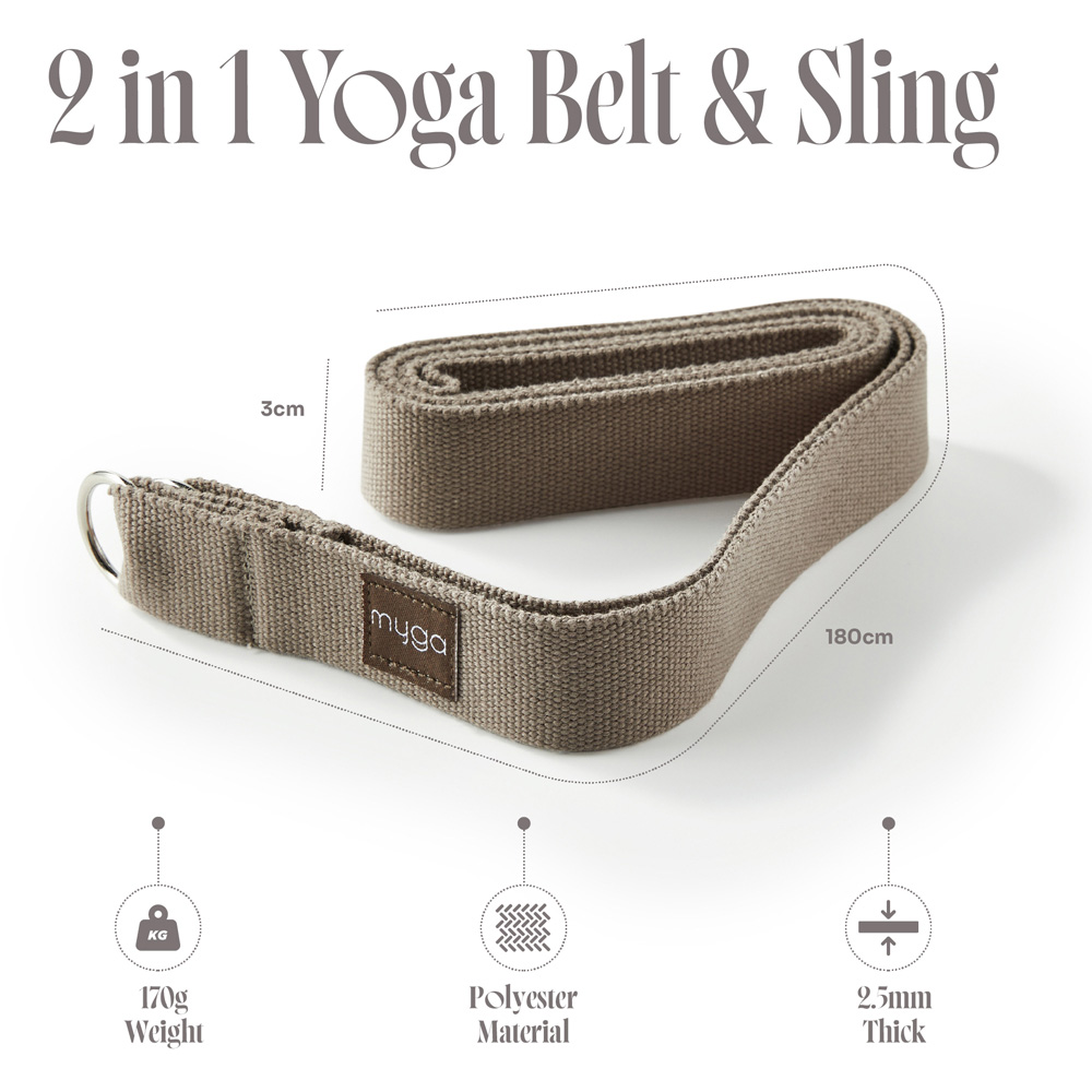 Myga Wood Adjustable Yoga Belt Sling with Metal D Rings Image 5