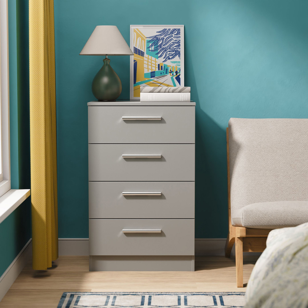 Crowndale Contrast 4 Drawer Dusk Grey Midi Chest of Drawers Ready Assembled Image 7