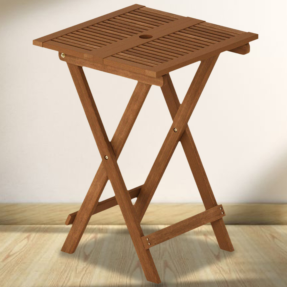 Walplus Tioman Natural Hardwood Folding Table Image 1