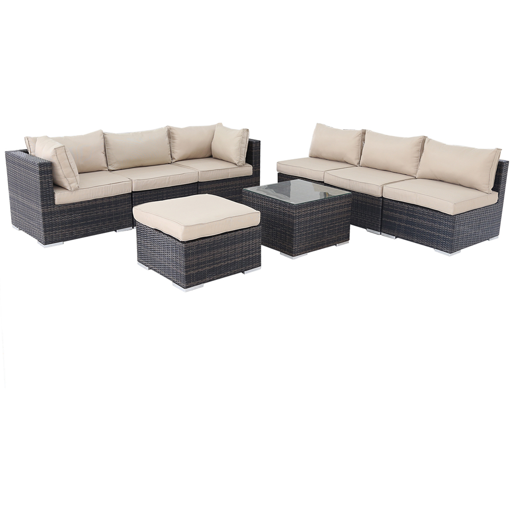 Furniture One 7 Seater Brown Patio Corner Sofa Set Image 7