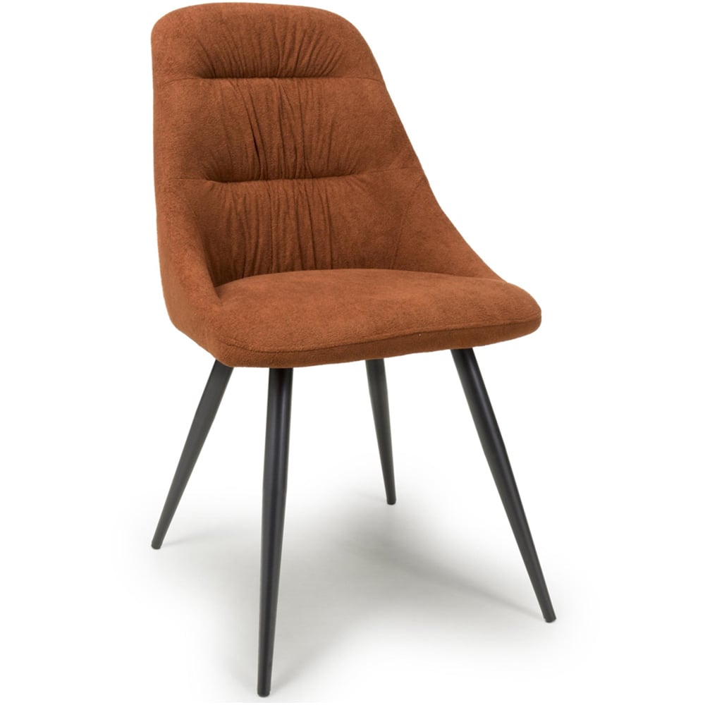 Corinth Set of 2 Linen Effect Burnt Orange Dining Chairs Image 2