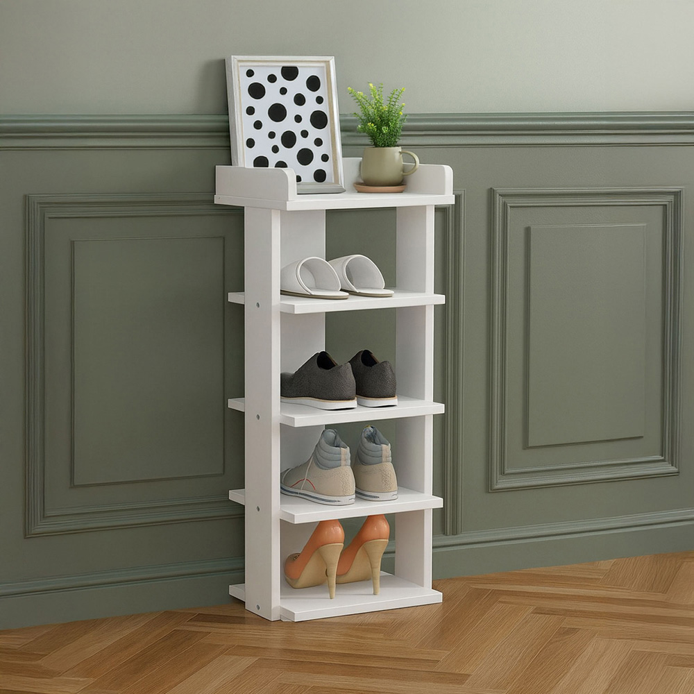 Neo 5 Shelf White Wooden Shoe Rack Image 2
