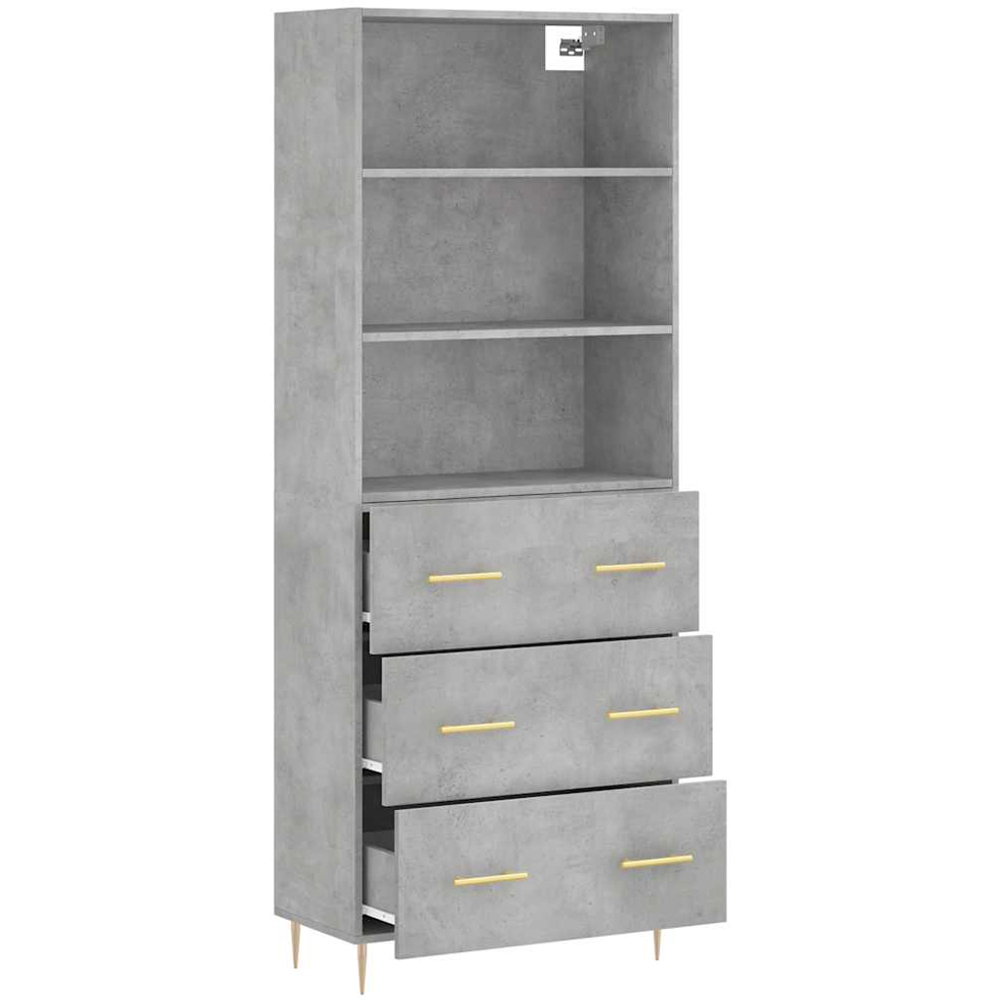 vidaXL 3 Drawer 3 Shelf Concrete Grey Highboard Image 4