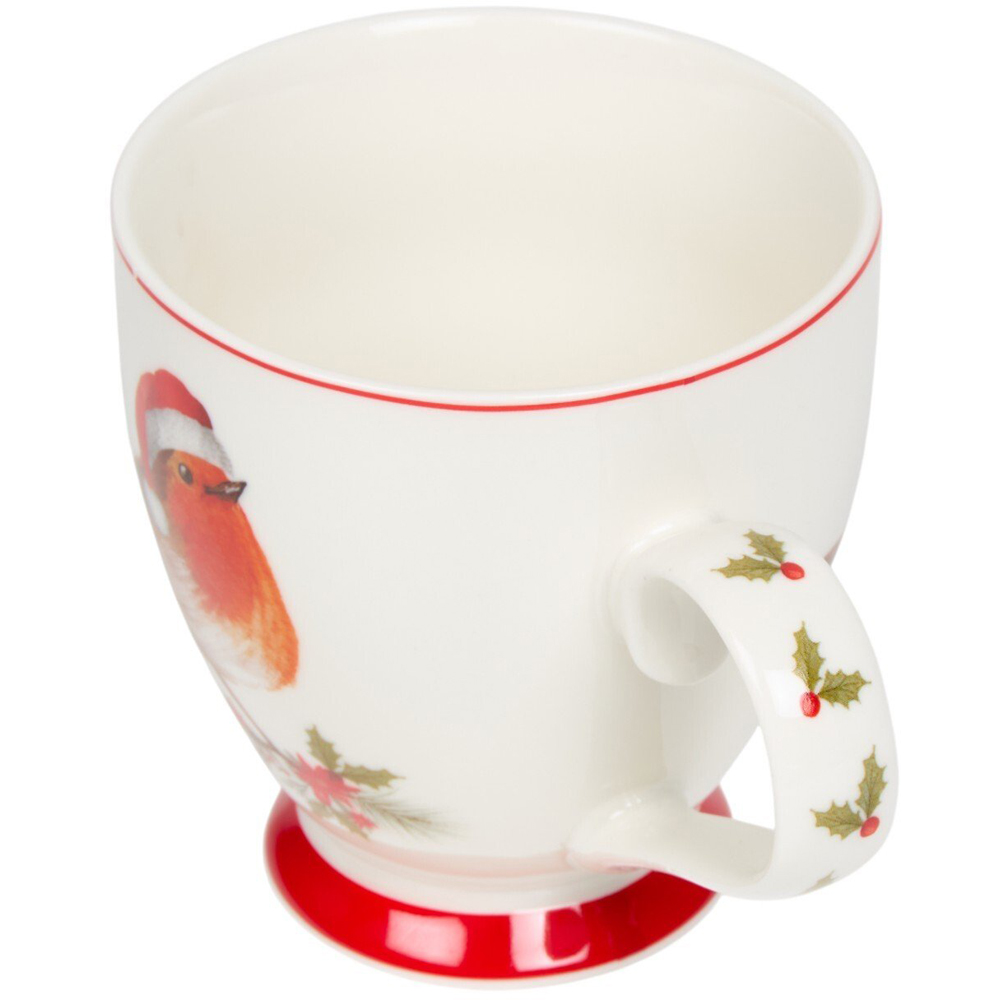 Christmas Robin Footed Mug White Image 4
