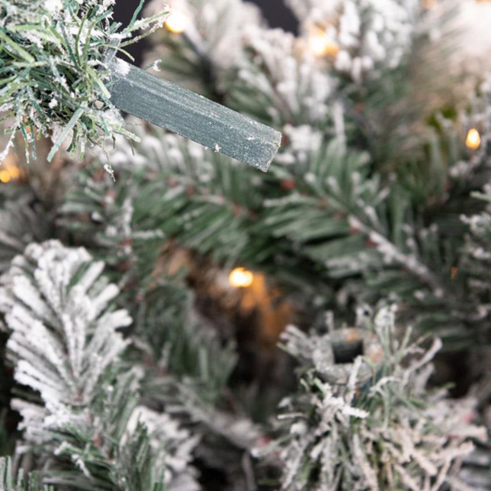 Shatchi Warm White LED Snow Covered Green Tips Flocked Christmas Tree 8ft Image 4