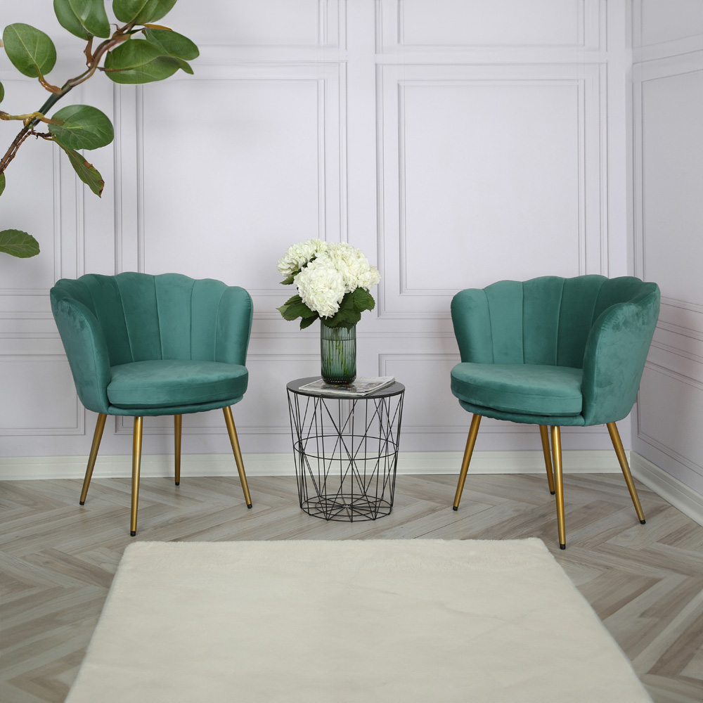 Flora Green Velvet Petal Back Armchair Image 5