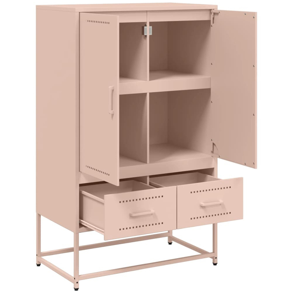 vidaXL 2 Door 2 Drawer Pink Steel Highboard Image 8