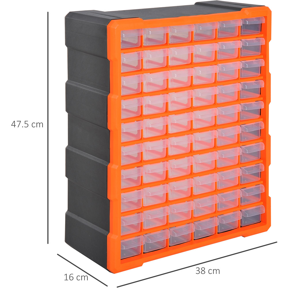 Durhand 60 Drawer Orange Storage Organiser Image 8