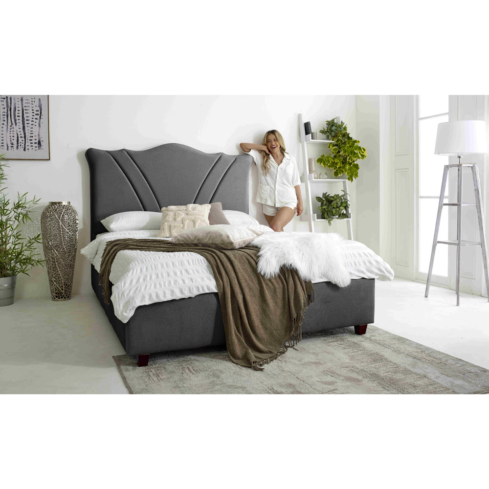 Eleganza Amaya Single Steel Arlington Fabric Bed Frame with Curved Headboard Image 3