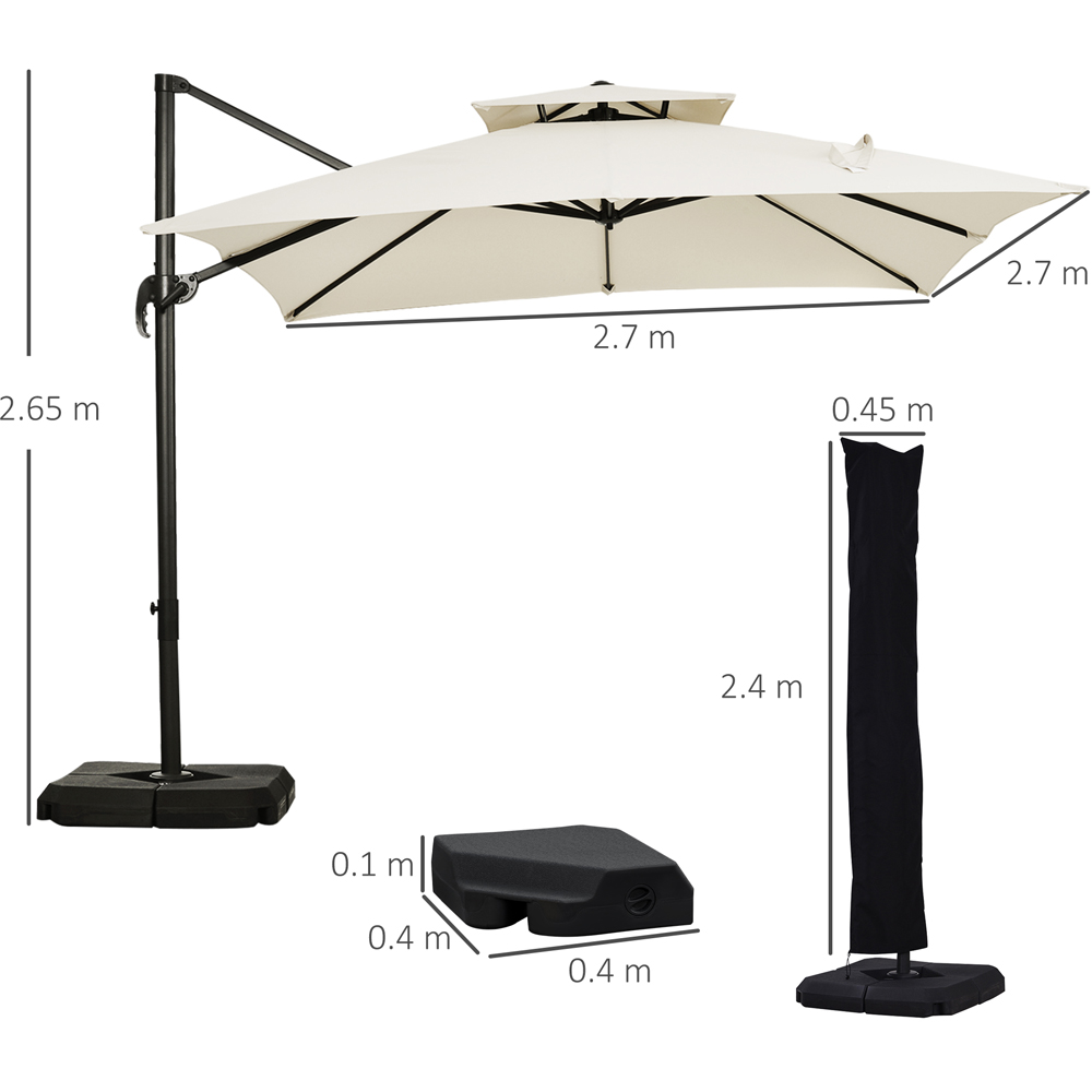 Outsunny Beige Crank and Tilt Cantilever Parasol with Base 3m Image 7