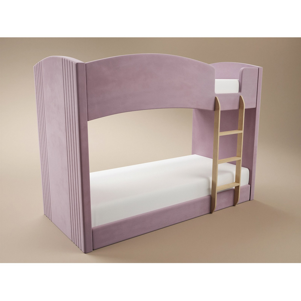 Flair Zoey Pink Velvet Upholstered Bunk Bed Image 2