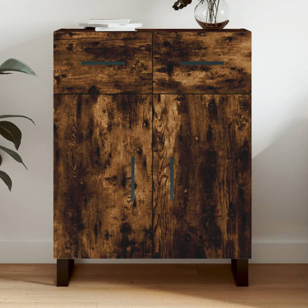 vidaXL 2 Door 2 Drawer Smoked Oak Sideboard Image 1