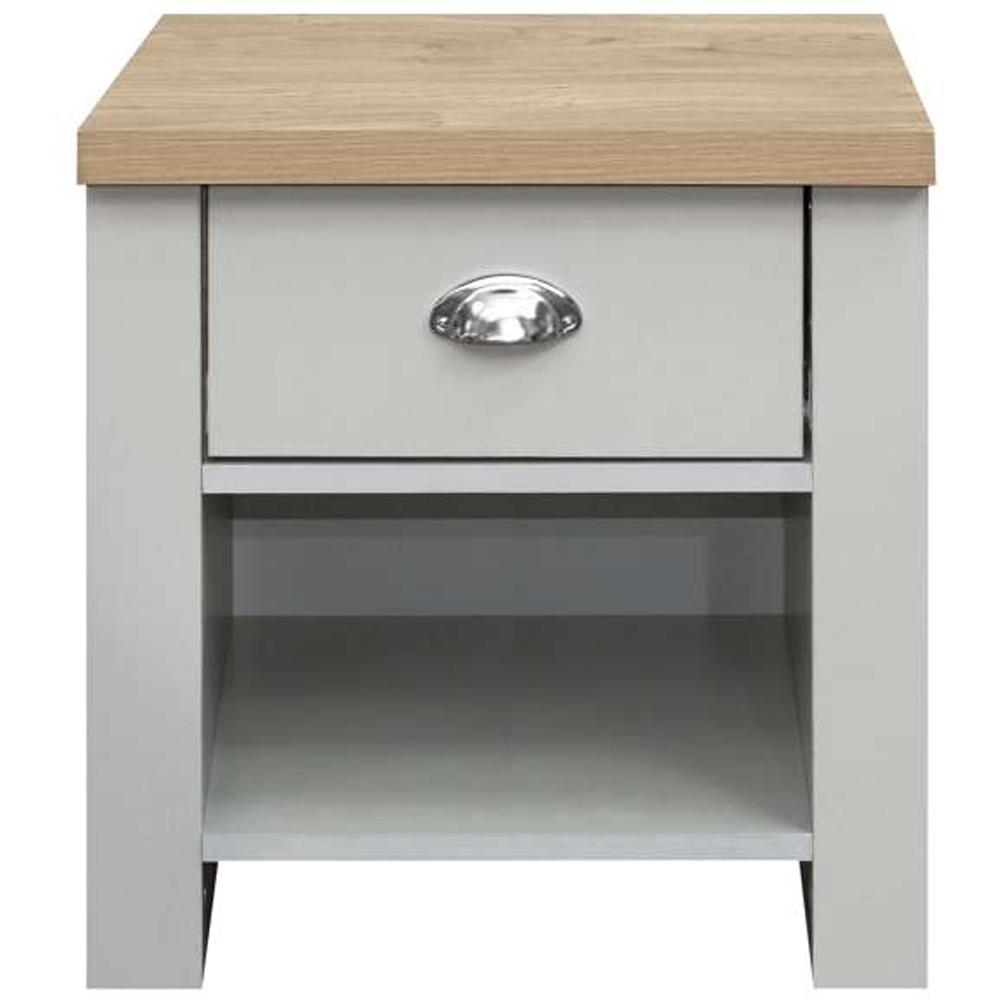 Highgate Single Drawer Grey and Oak Lamp Table Image 2