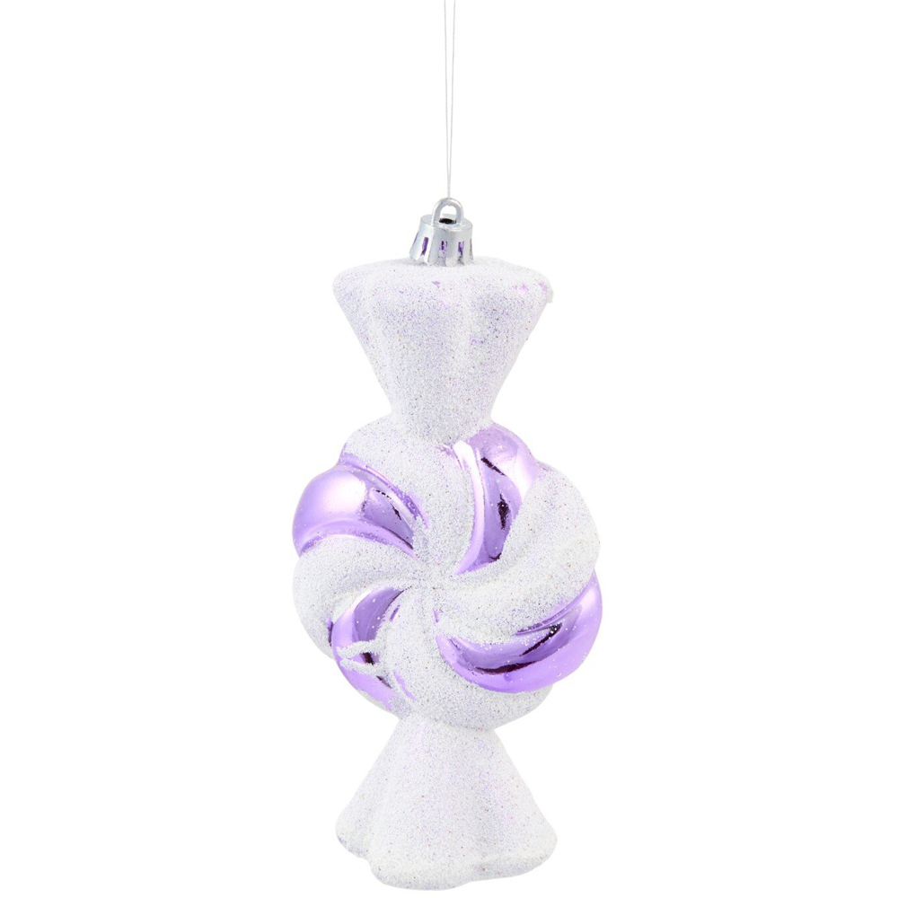 Set of 4 Colourful Candy Cane Sweets Baubles White Image 3