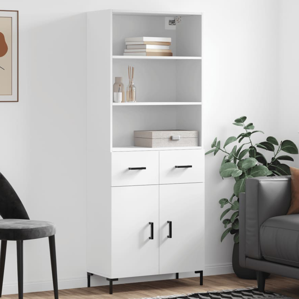 vidaXL 2 Door 2 Drawer 3 Shelf White Highboard Image 1