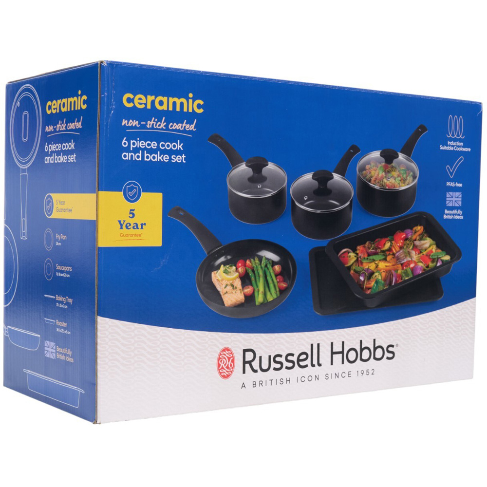 Russell Hobbs 6 Piece Ceramic Cookware Set Black Image 3