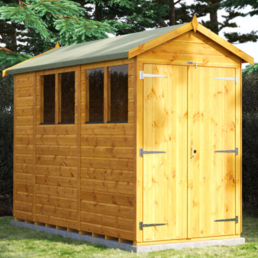 Power Sheds 10 x 4ft Double Door Apex Wooden Shed with Window Image 2