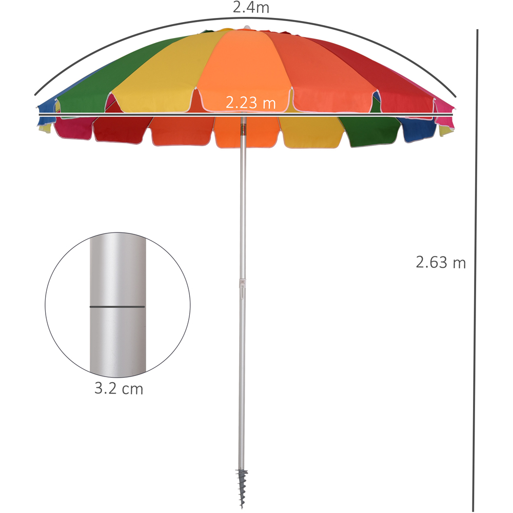 Outsunny Multicolour Adjustable Umbrella Parasol 2.4m Image 7