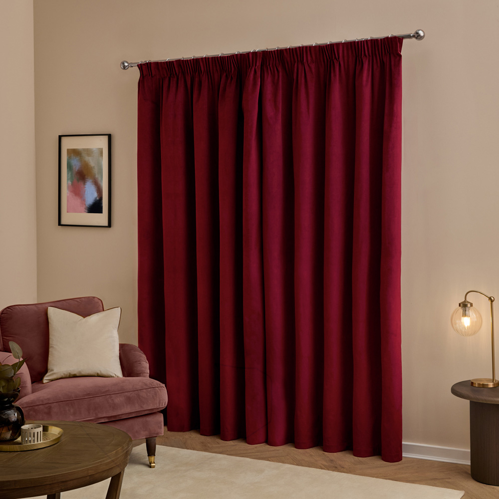 Furn The Ultimate Burgundy Velvet Blackout Pencil Pleat Curtains 229 x 229cm Image 2