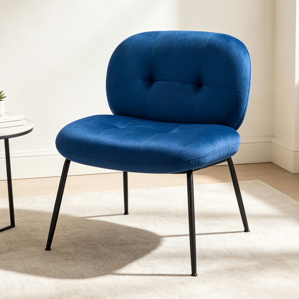 Living and Home Blue Soft Fabric Lounge Chair Image 1