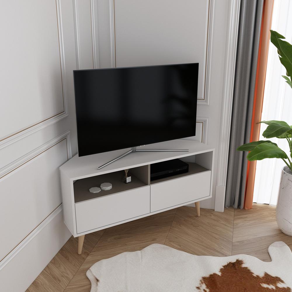 Decorotika Aura 2 Drawer 2 Shelf Galaxy White TV Unit Image 4