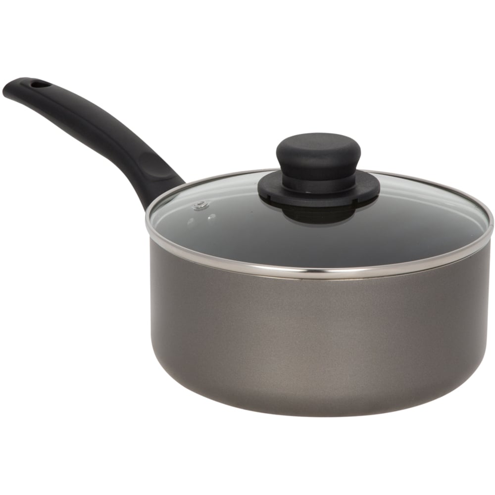 20cm Grey Teflon Saucepan with Lid Image 1