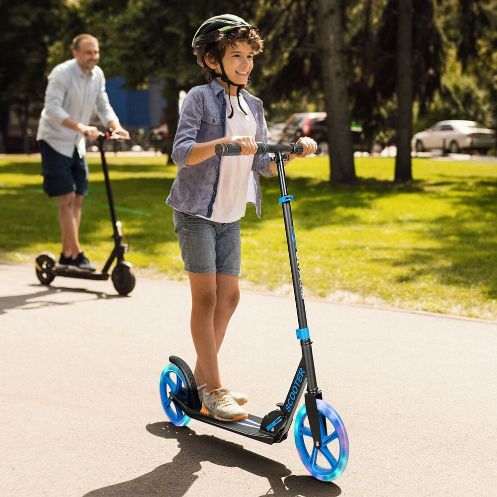 Costway Kids Blue Foldable Kick Scooter with LED Lights Image 2